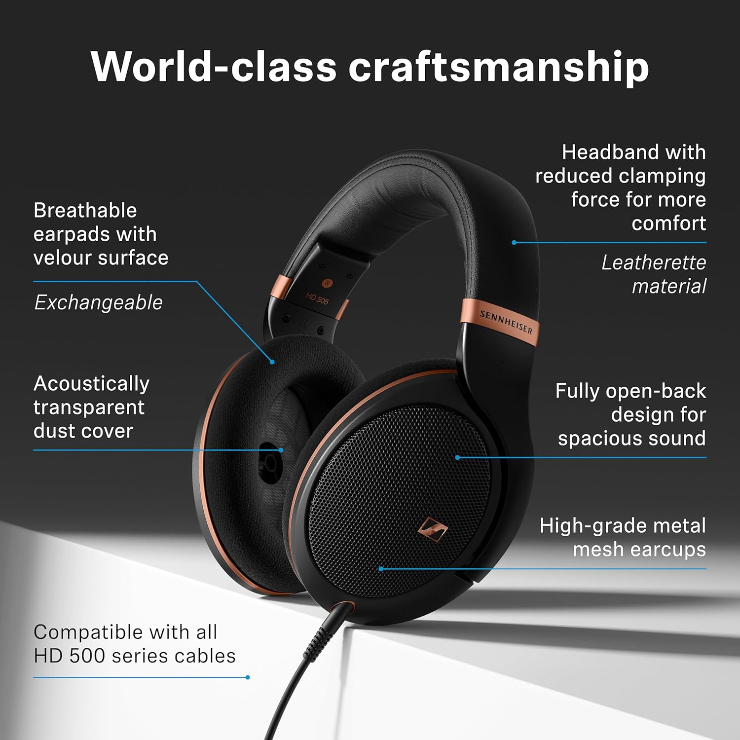 SENNHEISER HD 505 WIRED OVER-EAR HEADPHONES COPPER EDITION TRANSPARENT SOUND, BASS, COMFORT
