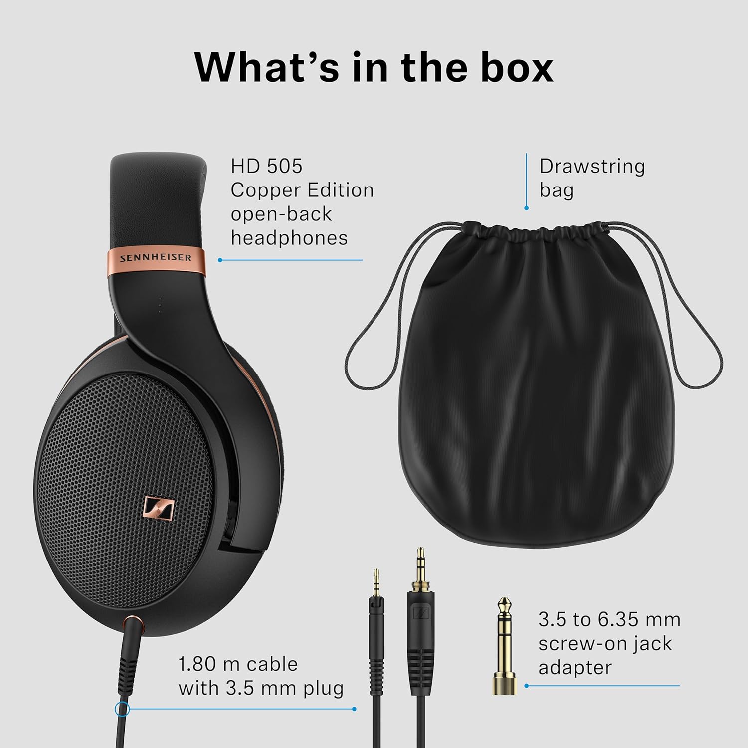 SENNHEISER HD 505 WIRED OVER-EAR HEADPHONES COPPER EDITION TRANSPARENT SOUND, BASS, COMFORT