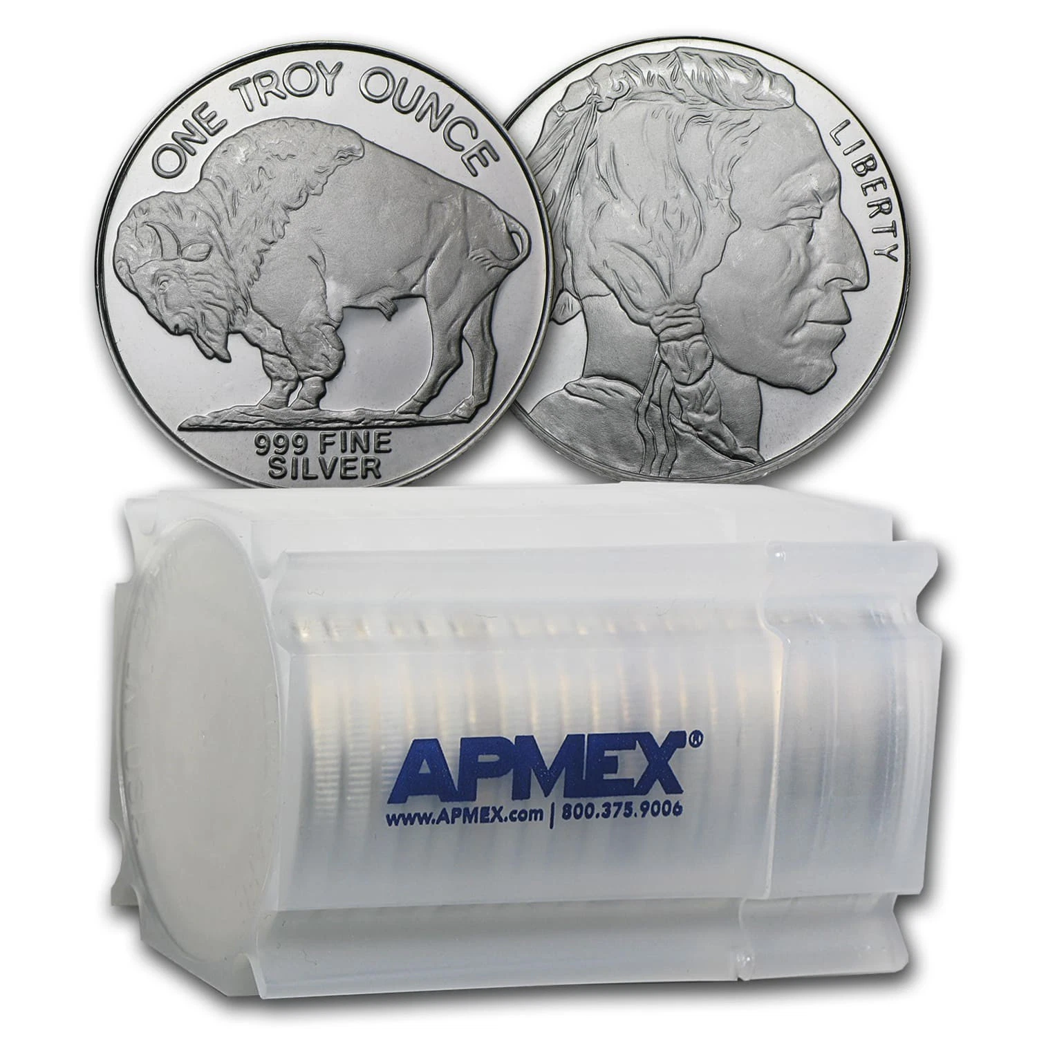 APMEX TUBE OF 20 - 1 OZ SILVER ROUND BUFFALO .999 FINE SILVER