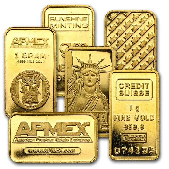 APMEX 1 GRAM GOLD BAR - SECONDARY MARKET .9999 FINE GOLD - DESIGN VARIES