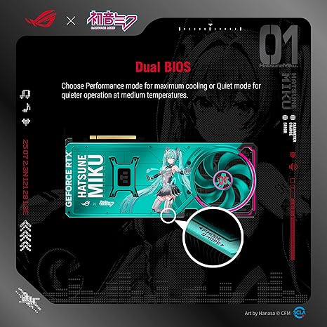 ASUS ROG ASTRAL NVIDIA GEFORCE RTX 5080 16GB GDDR7 OC HATSUNE MIKU EDITION GAMING GRAPHICS CARD (PCIE 5.0, HDMI®/DP 2.1, 3.8-SLOT, 4-FAN DESIGN, PATENTED VAPOR CHAMBER)- RTX5080|OC|-MIKU EDITION