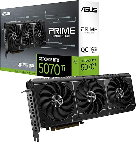 ASUS SFF-READY PRIME NVIDIA GEFORCE RTX 5070 TI 16GB GDDR7 OC EDITION 16GB GDDR7 GRAPHICS CARD (PCIE 5.0, HDMI/DP 2.1, 2.5-SLOT, AXIAL-TECH FANS, DUAL BIOS)- PRIME-RTX5070TI|OC