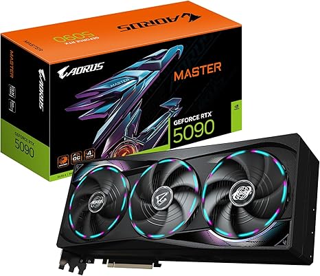 GIGABYTE AORUS GEFORCE RTX 5090 MASTER 32G GRAPHICS CARD, BY NVIDIA, WINDFORCE COOLING SYSTEM, DISPLAYPORT & HDMI - VIDEO OUTPUT INTERFACE, 32GB 512-BIT GDDR7, GV-N5090AORUS M-32GD VIDEO CARDO- AORUS-RTX 5090