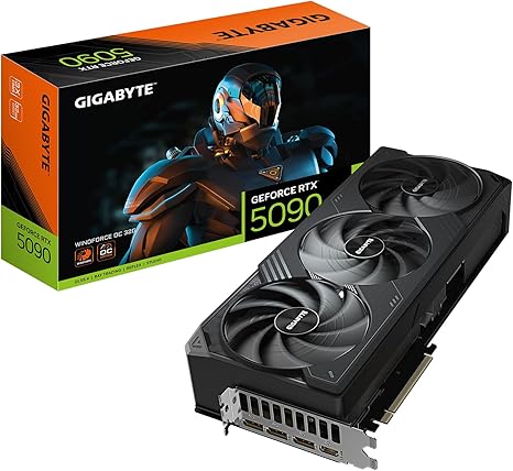 GIGABYTE GEFORCE RTX 5090 WINDFORCE OC 32G GRAPHICS CARD, WINDFORCE COOLING SYSTEM, 32GB 512-BIT GDDR7, GV-N5090WF3OC-32GD VIDEO CARD-WINDFORCE-RTX 5090