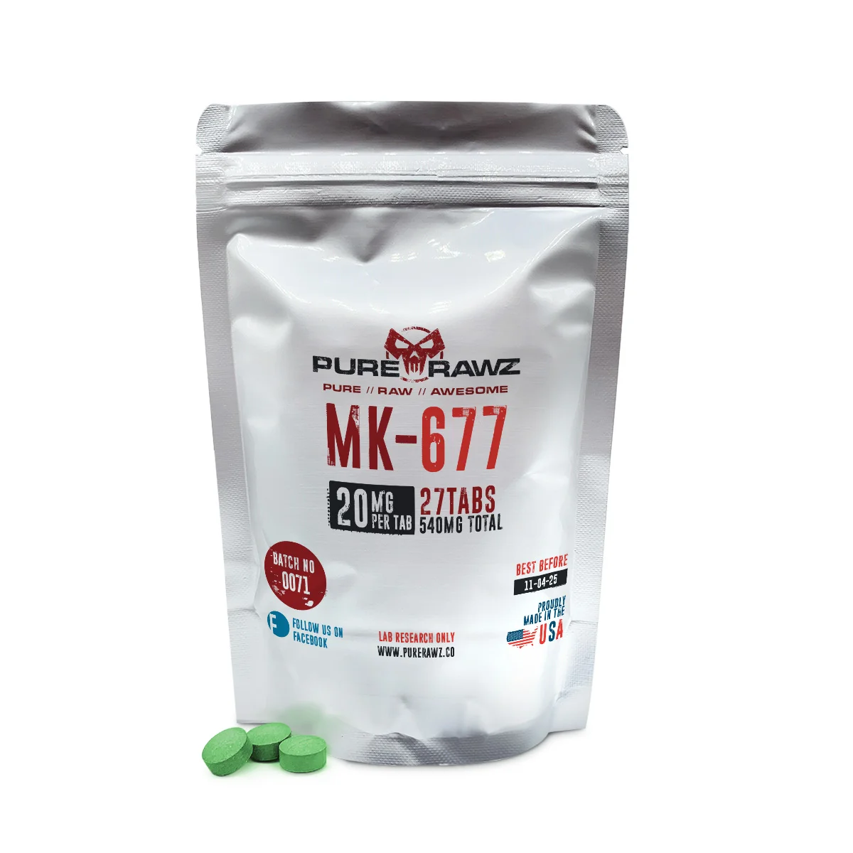 PURERAWZ IBUTAMOREN (MK-677)/TABLETS/20MQ/27CT/540MQ