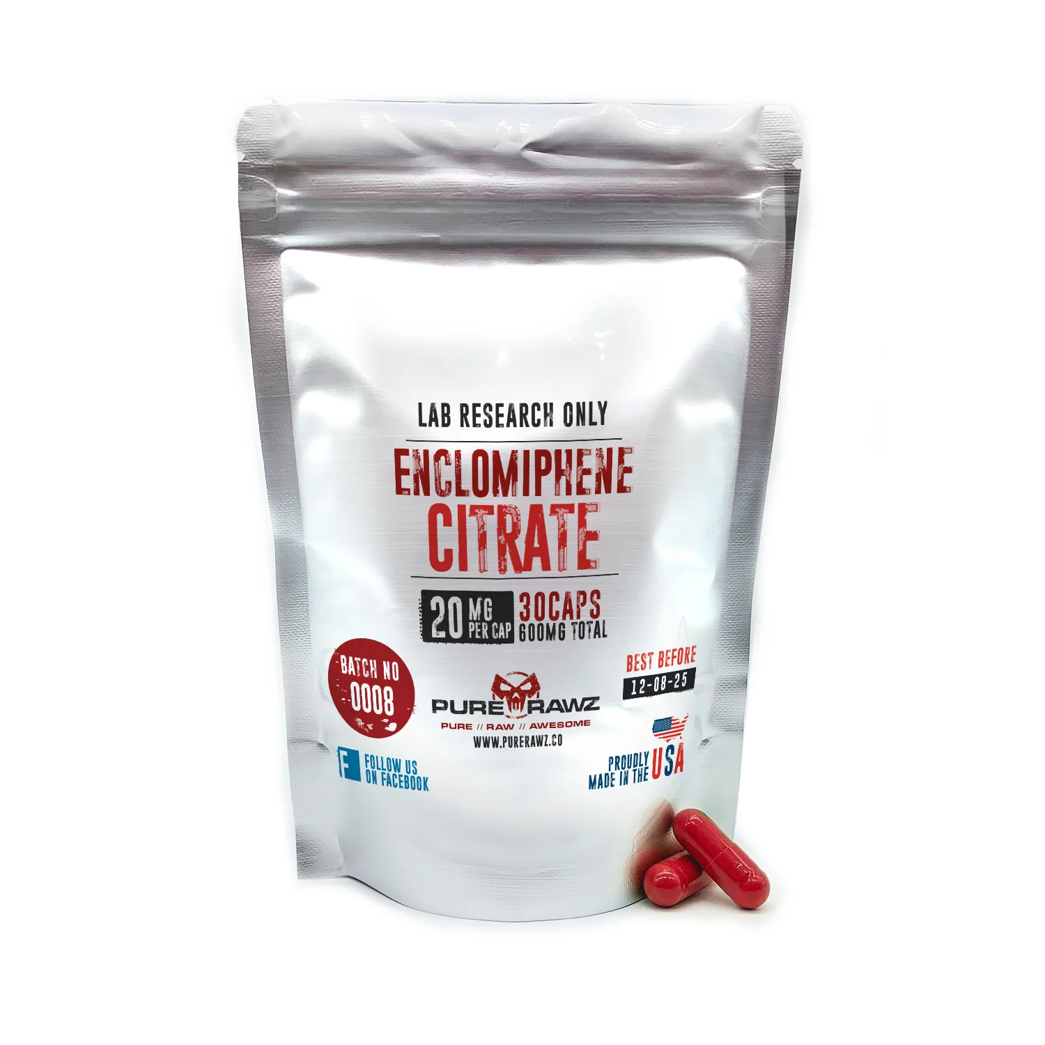 PURERAWZ ENCLOMIPHENE CITRATE 20MQ PER CAPSULE/30CT/600MQ
