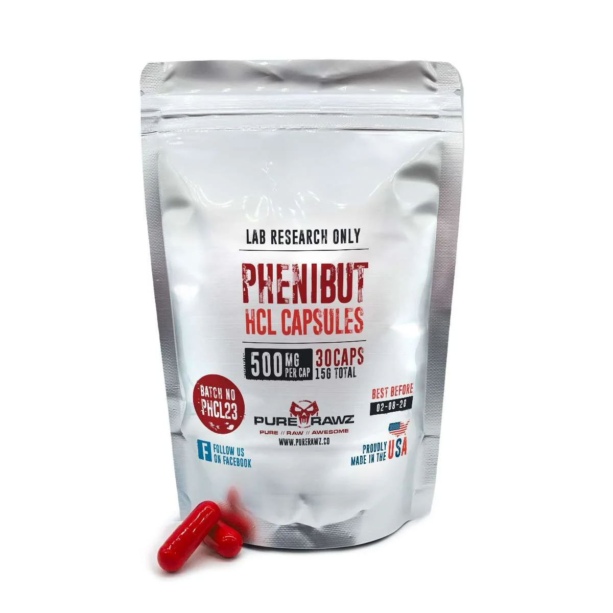 PURERAWZ  PHENIBUT HCL 30CT/500MQ PER CAPSULE/15Q