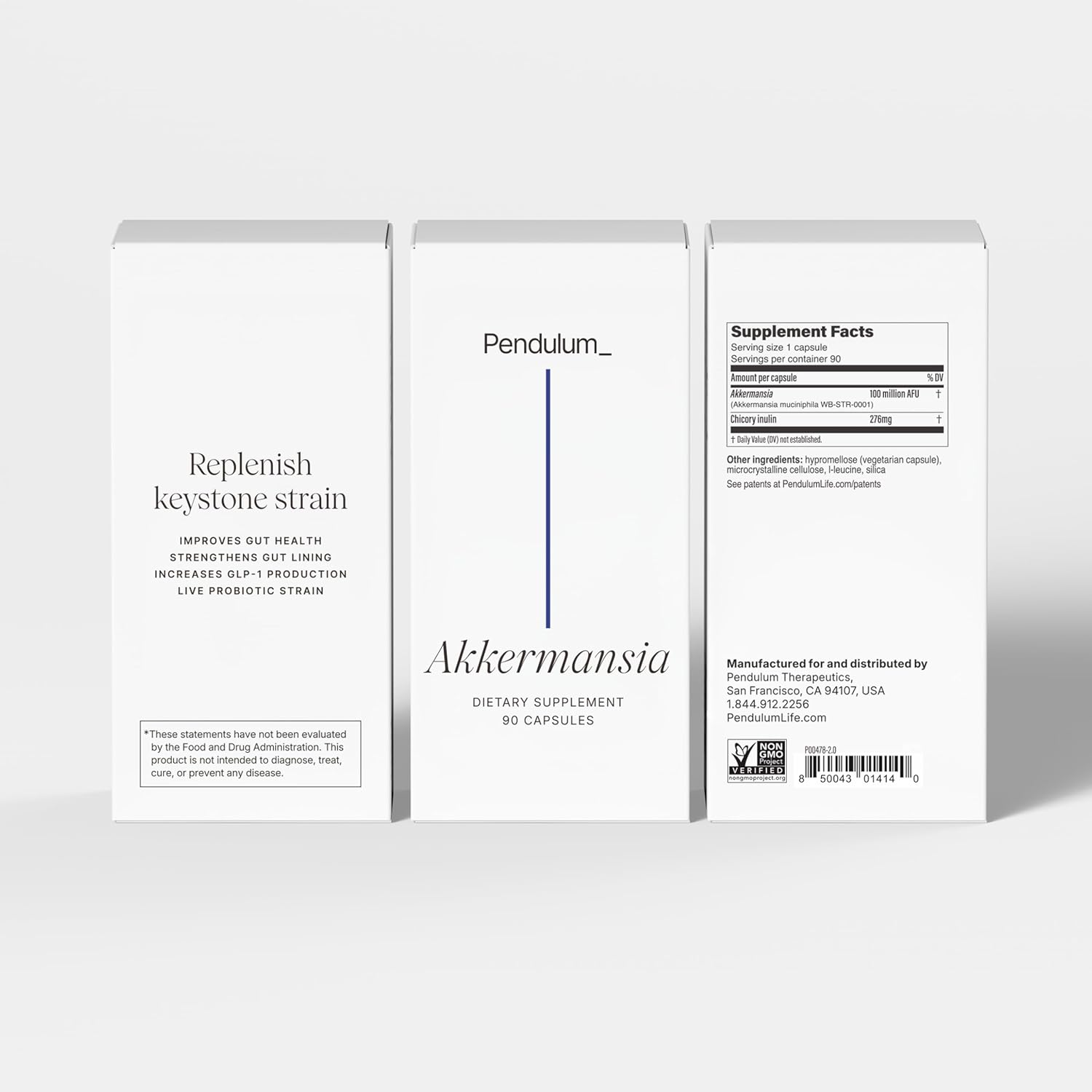 PENDULUM AKKERMANSIA PROBIOTIC WITH PREBIOTIC FIBER 100M AFU, DELAYED RELEASE, 90 CAPSULES