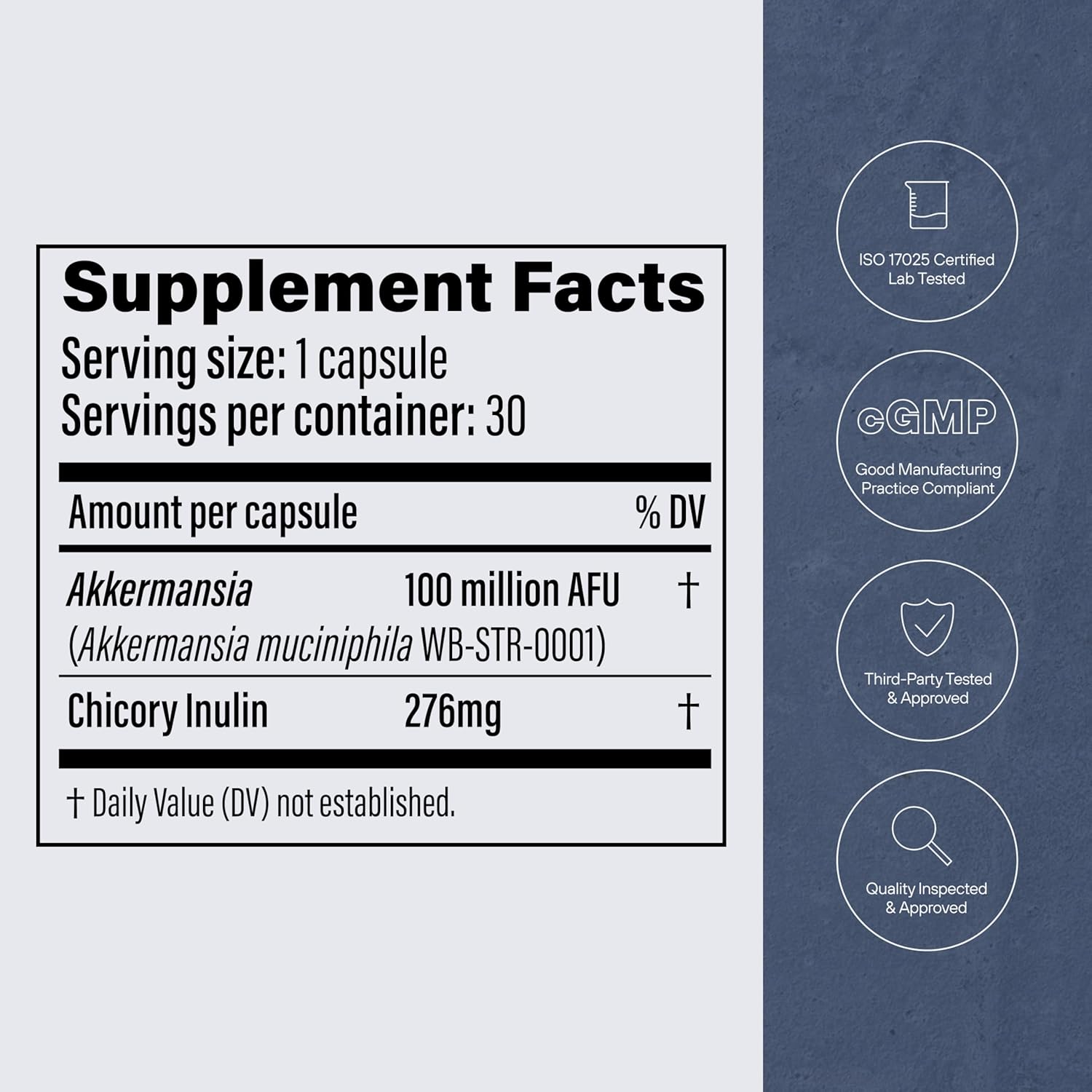 PENDULUM AKKERMANSIA PROBIOTIC WITH PREBIOTIC FIBER 100M CFU, GUT HEALTH, 30 CAPSULES