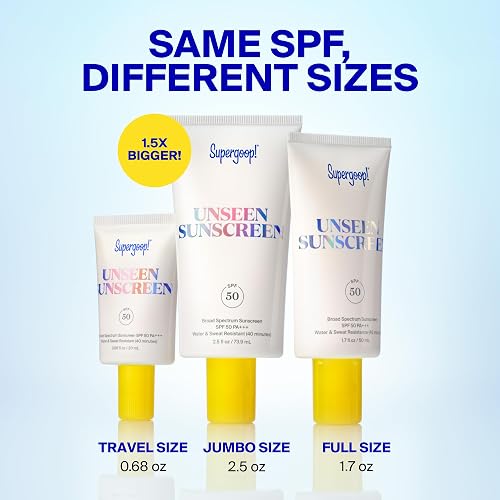 SUPERGOOP! UNSEEN SUNSCREEN SPF 50 CLEAR, INVISIBLE, OIL-FREE FACE SUNSCREEN PRIMER