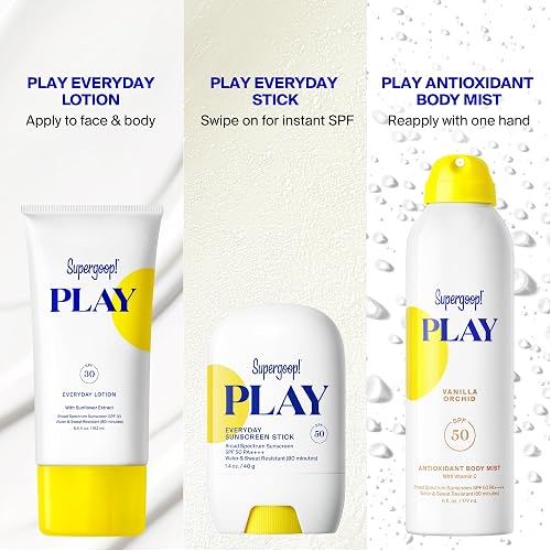 SUPERGOOP PLAY ANTIOXIDANT BODY MIST SPF 50 PA VITAMIN C BROAD SPECTRUM SUNSCREEN SPRAY