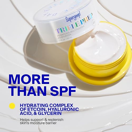 SUPERGOOP! TRIPLE PREP SPF 40 FACE SUNSCREEN MOISTURIZER 1.7OZ - HYDRATES, PROTECTS, BLUE LIGHT DEFE