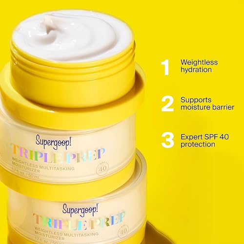 SUPERGOOP! TRIPLE PREP SPF 40 FACE SUNSCREEN MOISTURIZER 1.7OZ - HYDRATES, PROTECTS, BLUE LIGHT DEFE