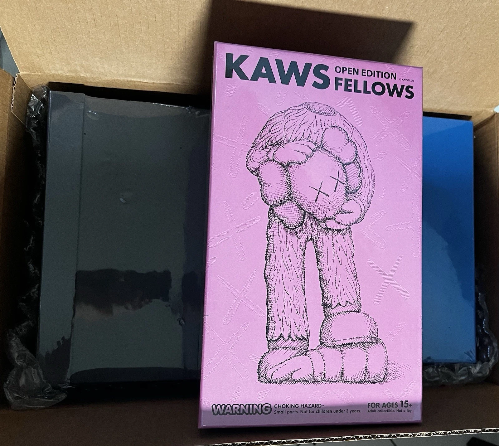 KAWS COMPANION FELLOWS VINYL LIMITED EDITION BLUE PINK BLACK 3 PIECE INHAND