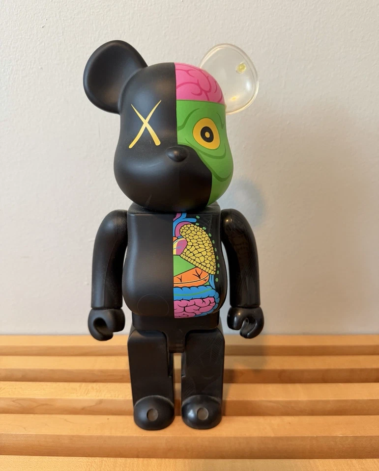 KAWS COMPANION ORIGINALFAKE 400% BE@RBRICK VINYL FIGURE PLASTIC BLACK/GREEN/PINK