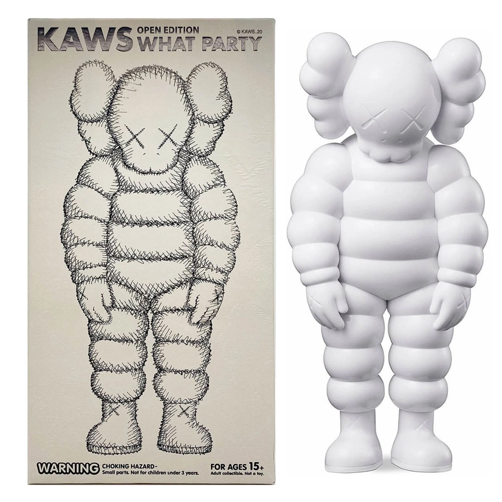 KAWS WHAT PARTY SET • YELLOW ORANGE PINK WHITE • NEW IN PUBLISHER'S PACKING