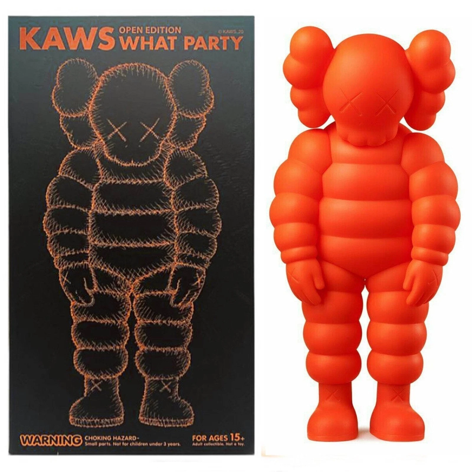 KAWS WHAT PARTY SET • YELLOW ORANGE PINK WHITE • NEW IN PUBLISHER'S PACKING