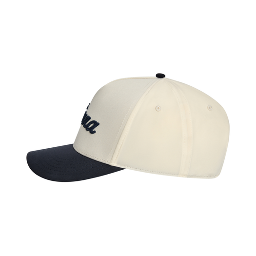 MIURA  CREAM/NAVY MODERN SCRIPT TWO-TONE HAT  CREAM/NAVY