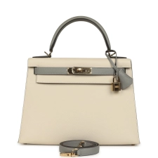 HERMèS SPECIAL ORDER (HSS) KELLY SELLIER 28 CRAIE, GRIS MOUETTE EPSOM PERMABRASS HARDWARE