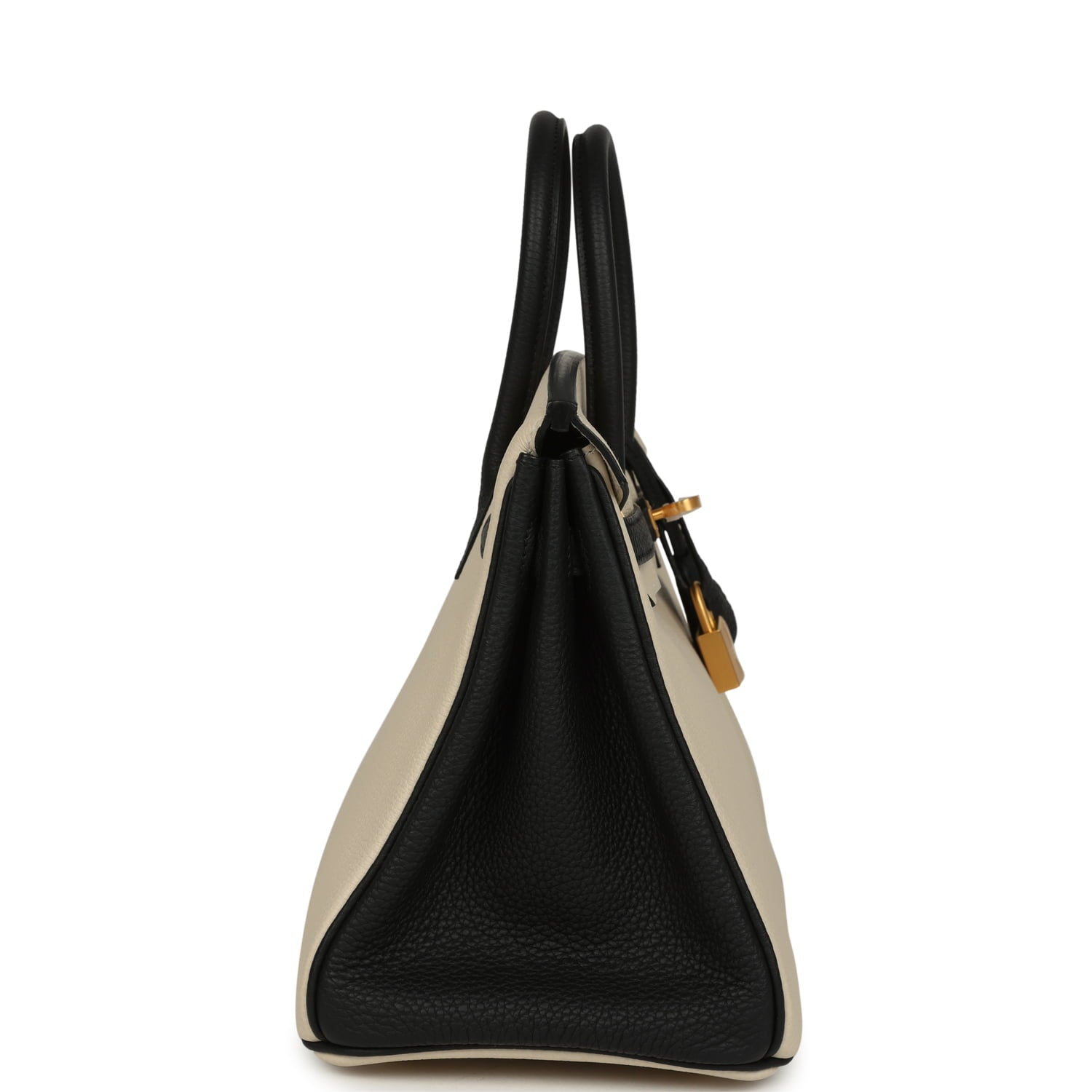 HERMèS SPECIAL ORDER (HSS) BIRKIN 25 CRAIE, BLACK TOGO BRUSHED GOLD HARDWARE
