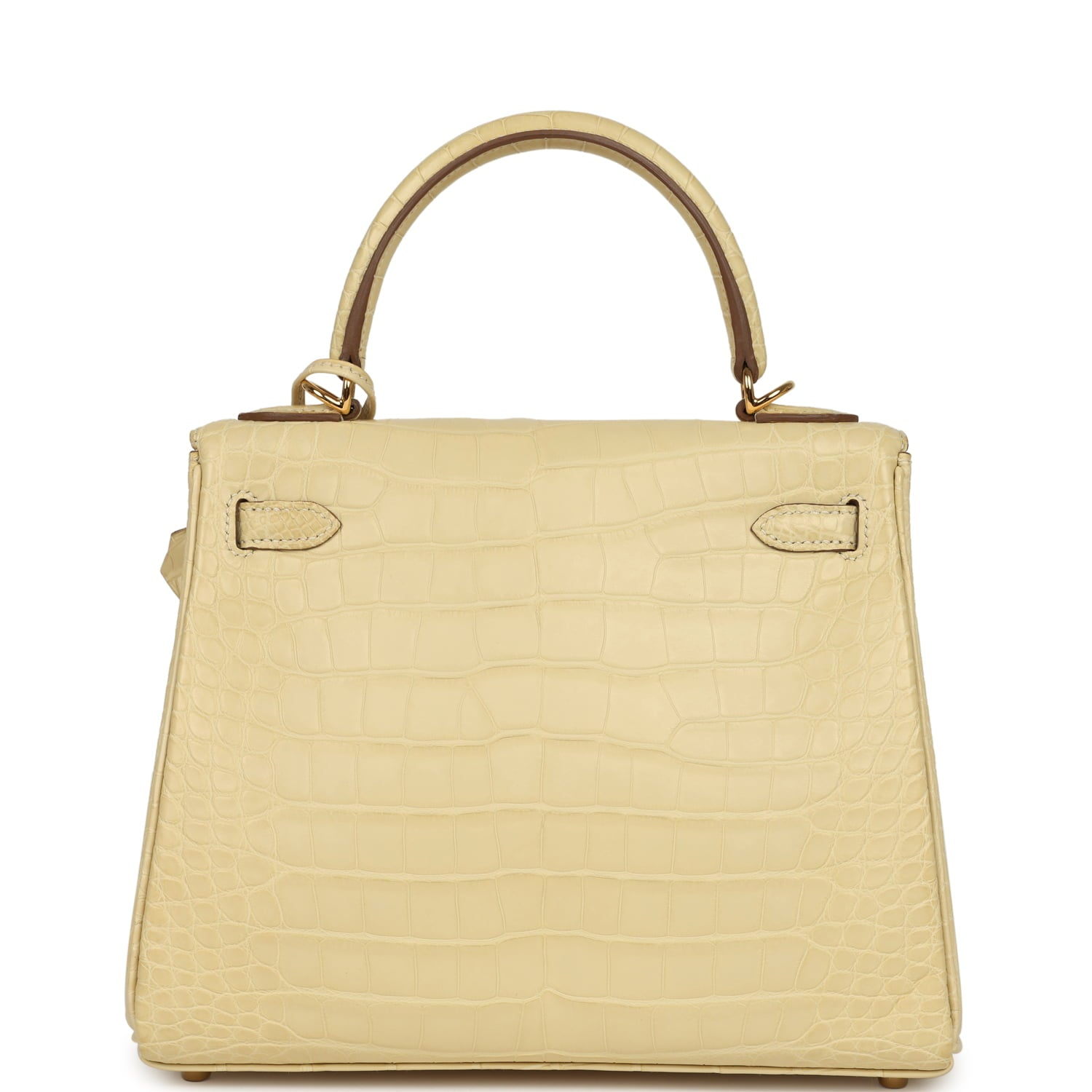 HERMèS KELLY RETOURNE 25 VANILLE MATTE ALLIGATOR GOLD HARDWARE