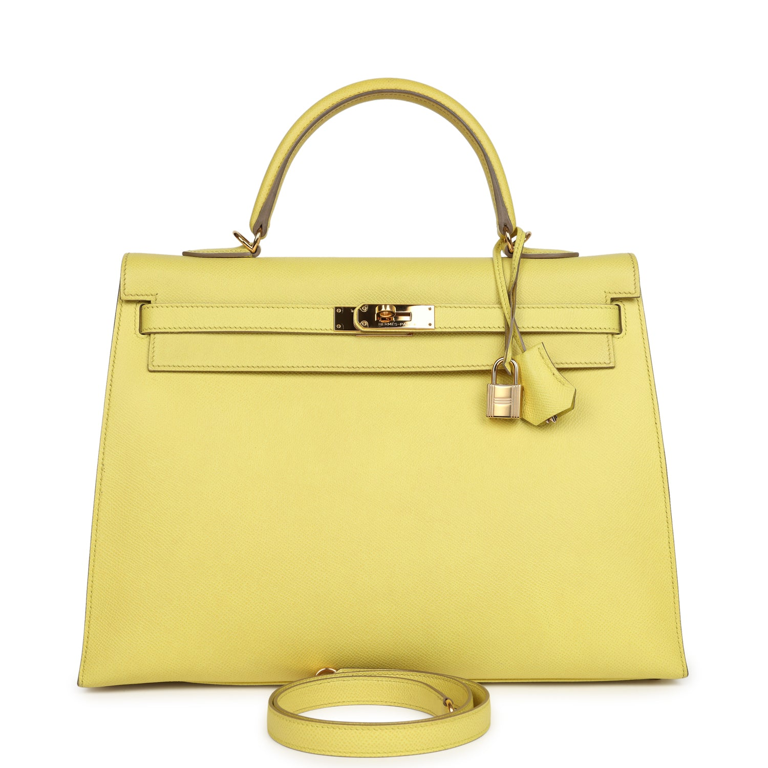 HERMèS KELLY SELLIER 35 SOUFRE EPSOM GOLD HARDWARE
