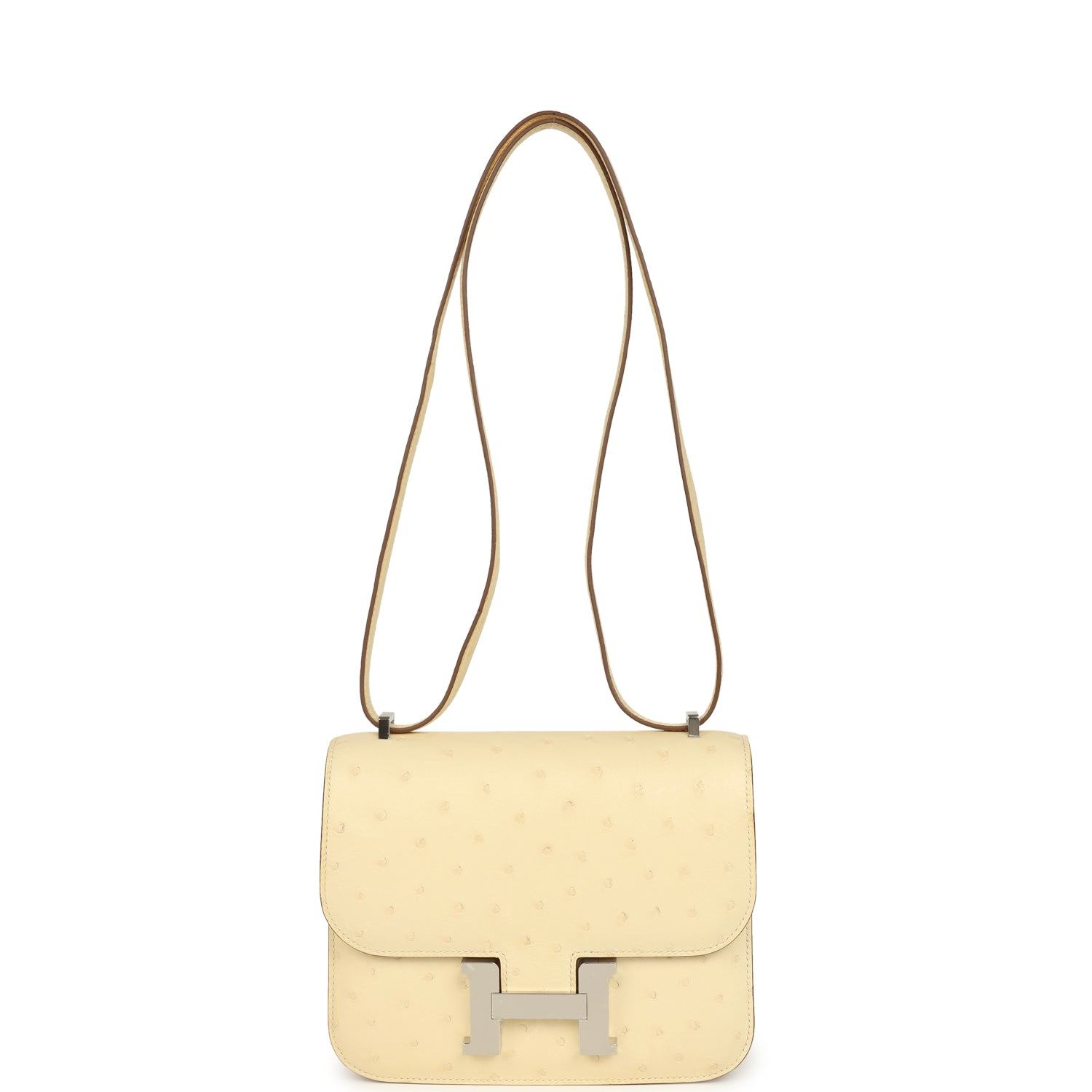 HERMèS CONSTANCE 18 VANILLE OSTRICH PALLADIUM HARDWARE