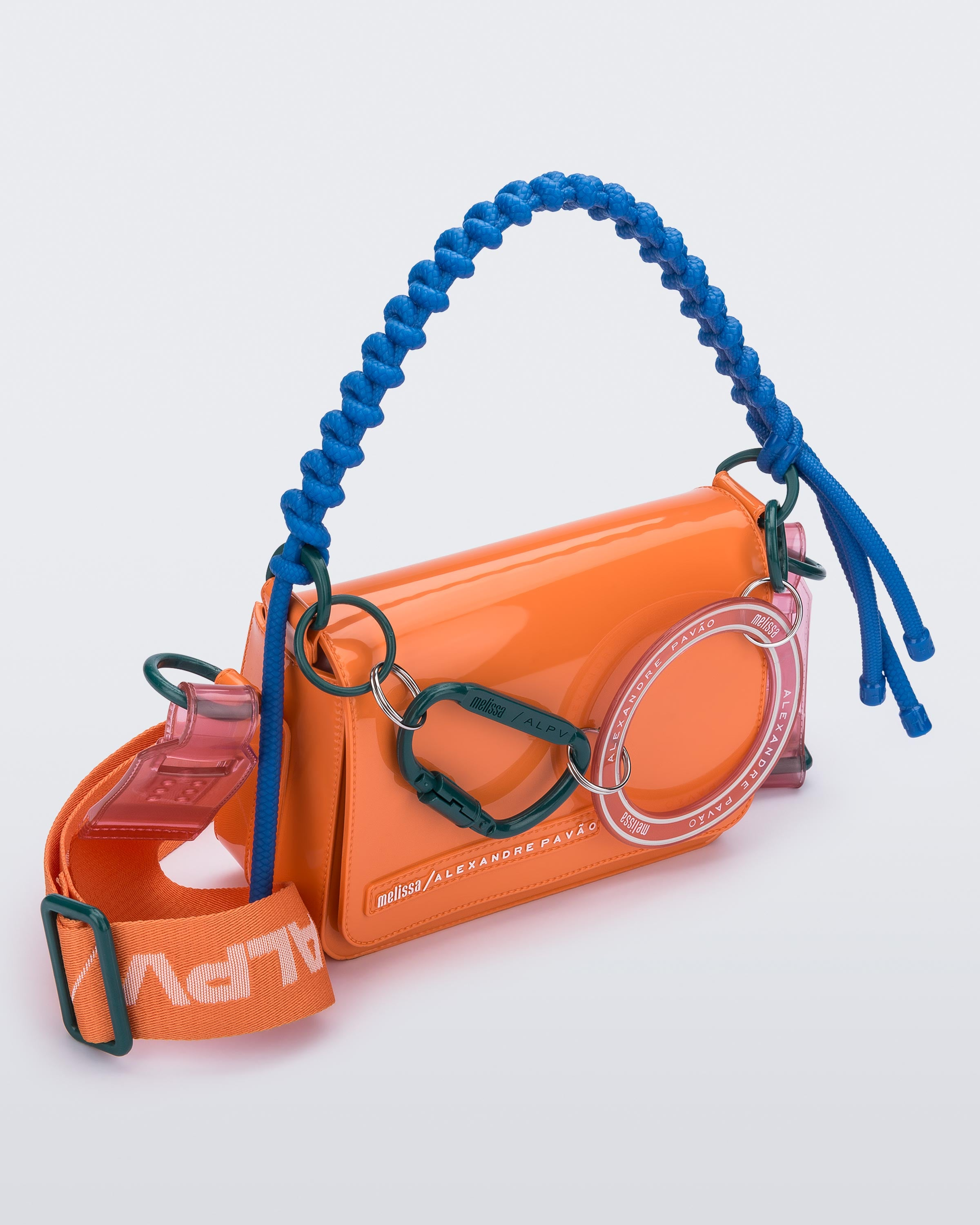 MELISSA + ALEXANDRE PAVAO OLGA BAG  ORANGE/BLUE