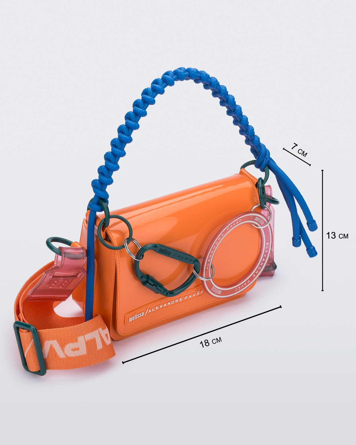 MELISSA + ALEXANDRE PAVAO OLGA BAG  ORANGE/BLUE