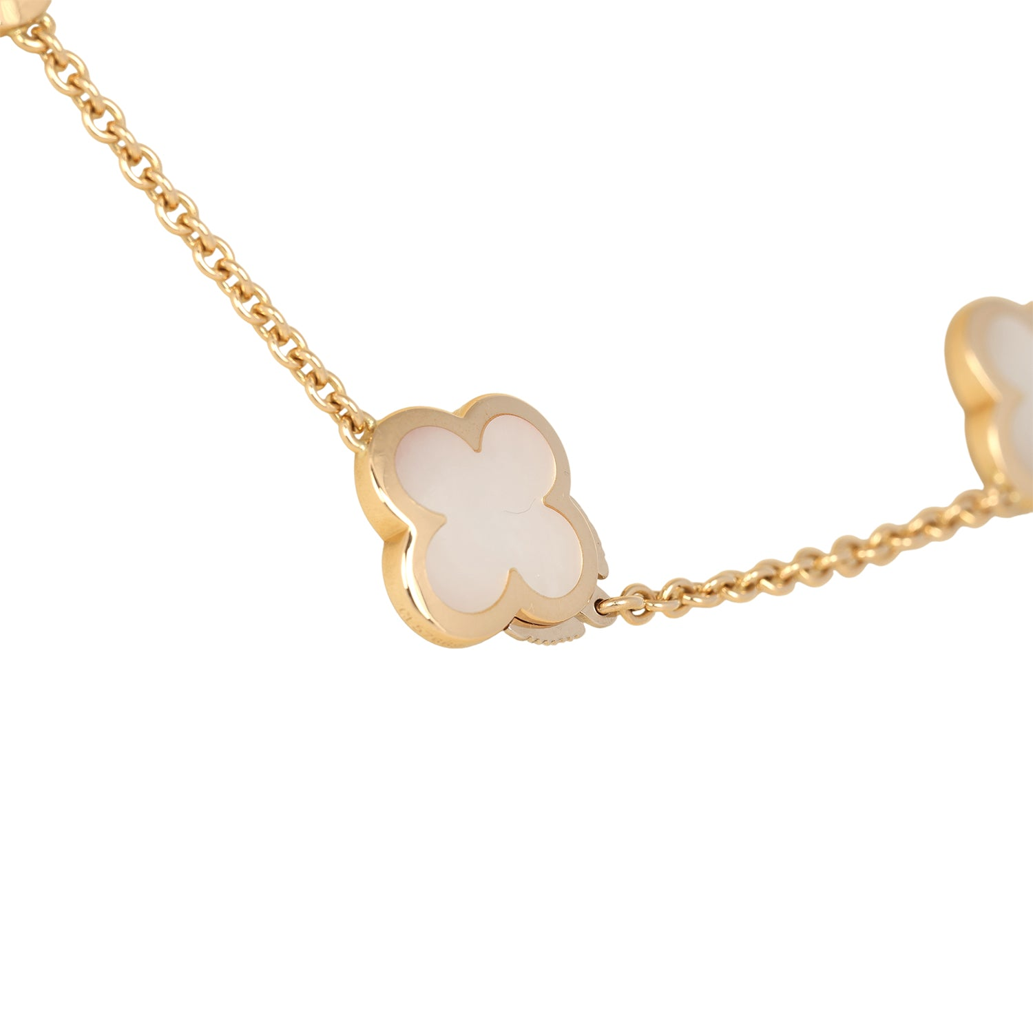VAN CLEEF & ARPELS PURE ALHAMBRA 9 MOTIF NECKLACE MOTHER OF PEARL 18K YELLOW GOLD