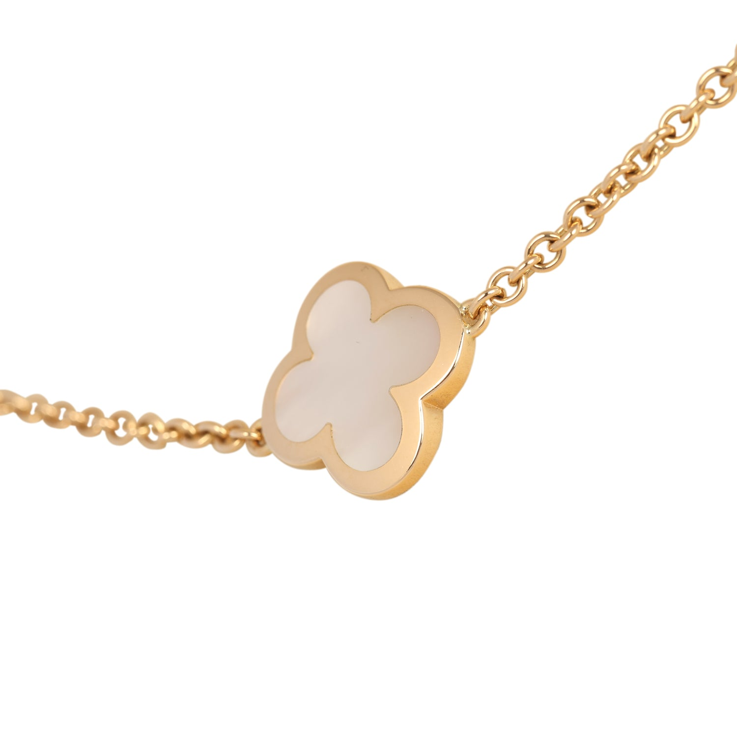VAN CLEEF & ARPELS PURE ALHAMBRA 9 MOTIF NECKLACE MOTHER OF PEARL 18K YELLOW GOLD