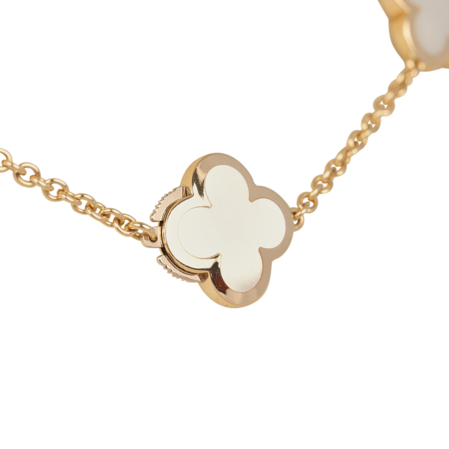 VAN CLEEF & ARPELS PURE ALHAMBRA 9 MOTIF NECKLACE MOTHER OF PEARL 18K YELLOW GOLD