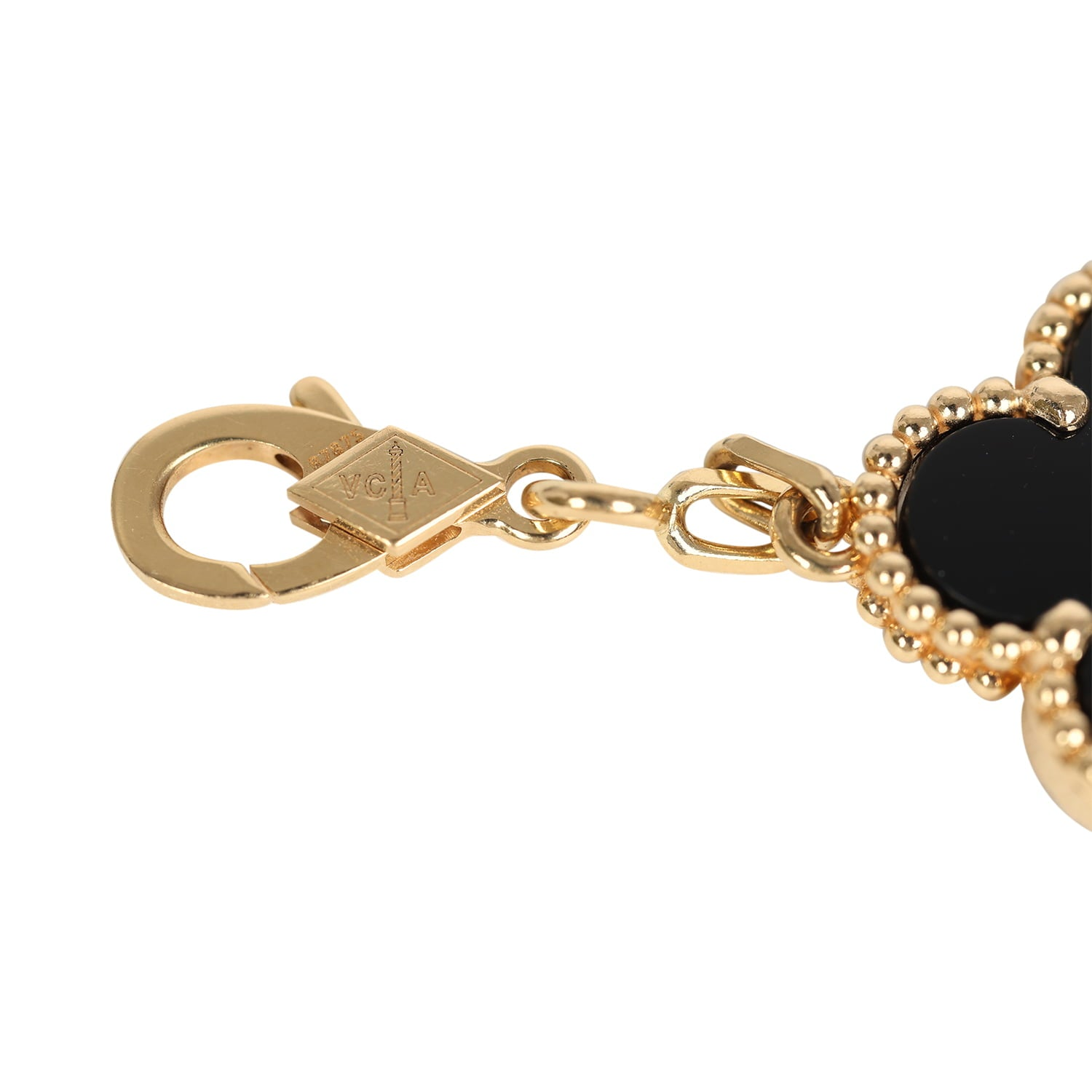 VAN CLEEF & ARPELS VINTAGE ALHAMBRA 5 MOTIF BRACELET ONYX 18K YELLOW GOLD