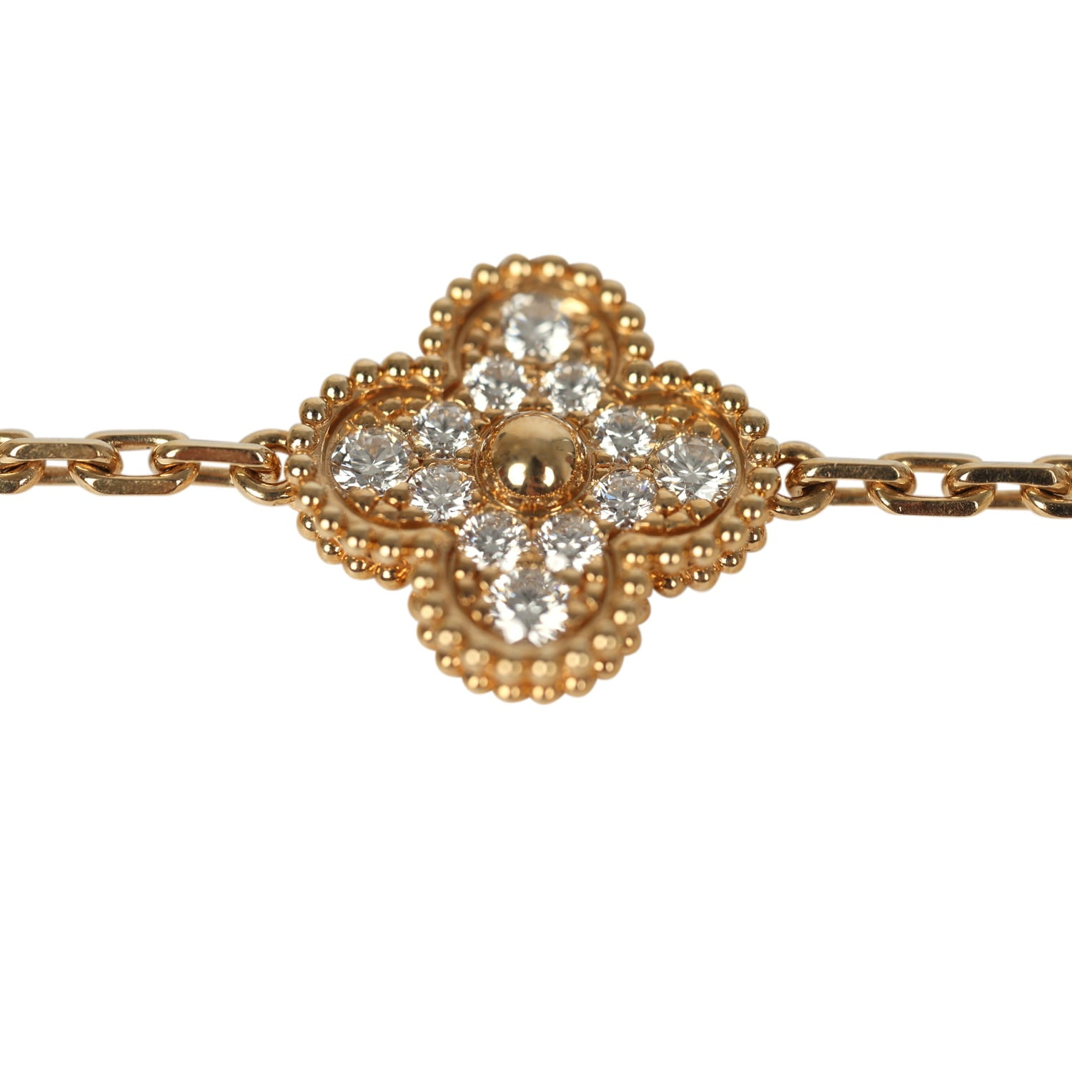 VAN CLEEF & ARPELS LIMITED EDITION "VENDOME" VINTAGE ALHAMBRA DIAMOND BRACELET AND BLUE SEVRES PORCELAIN 18K YELLOW GOLD