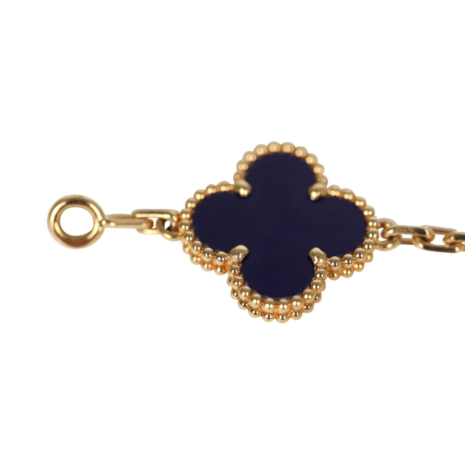 VAN CLEEF & ARPELS LIMITED EDITION "VENDOME" VINTAGE ALHAMBRA DIAMOND BRACELET AND BLUE SEVRES PORCELAIN 18K YELLOW GOLD