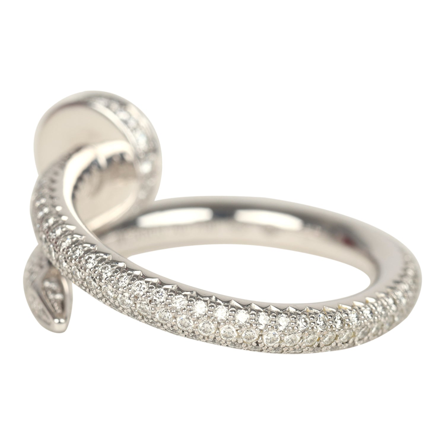 CARTIER JUSTE UN CLOU SMALL MODEL PAVE RING 18K WHITE GOLD & DIAMONDS