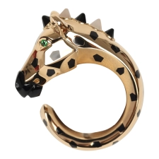CARTIER INDOMPTABLES DE CARTIER ZEBRA RING ONYX, GARNET, MOONSTONE AND 18K YELLOW GOLD