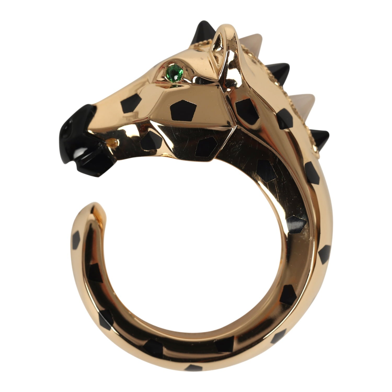 CARTIER INDOMPTABLES DE CARTIER ZEBRA RING ONYX, GARNET, MOONSTONE AND 18K YELLOW GOLD