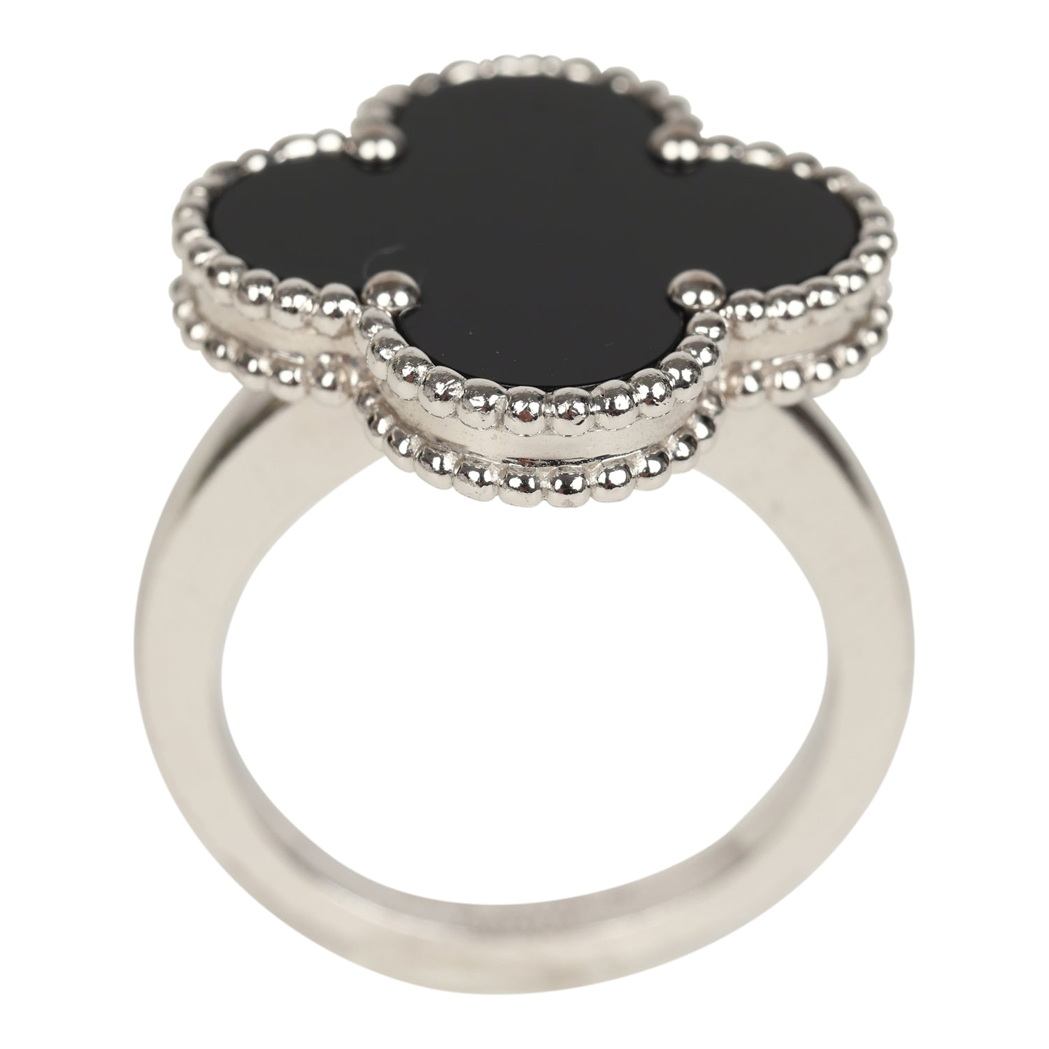 VAN CLEEF & ARPELS MAGIC ALHAMBRA RING ONYX 18K WHITE GOLD