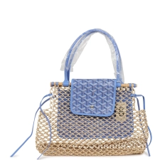 GOYARD GOYARDINE CANVAS IRIS ALIGRE BAG RAFFIA NET PALLADIUM HARDWARE