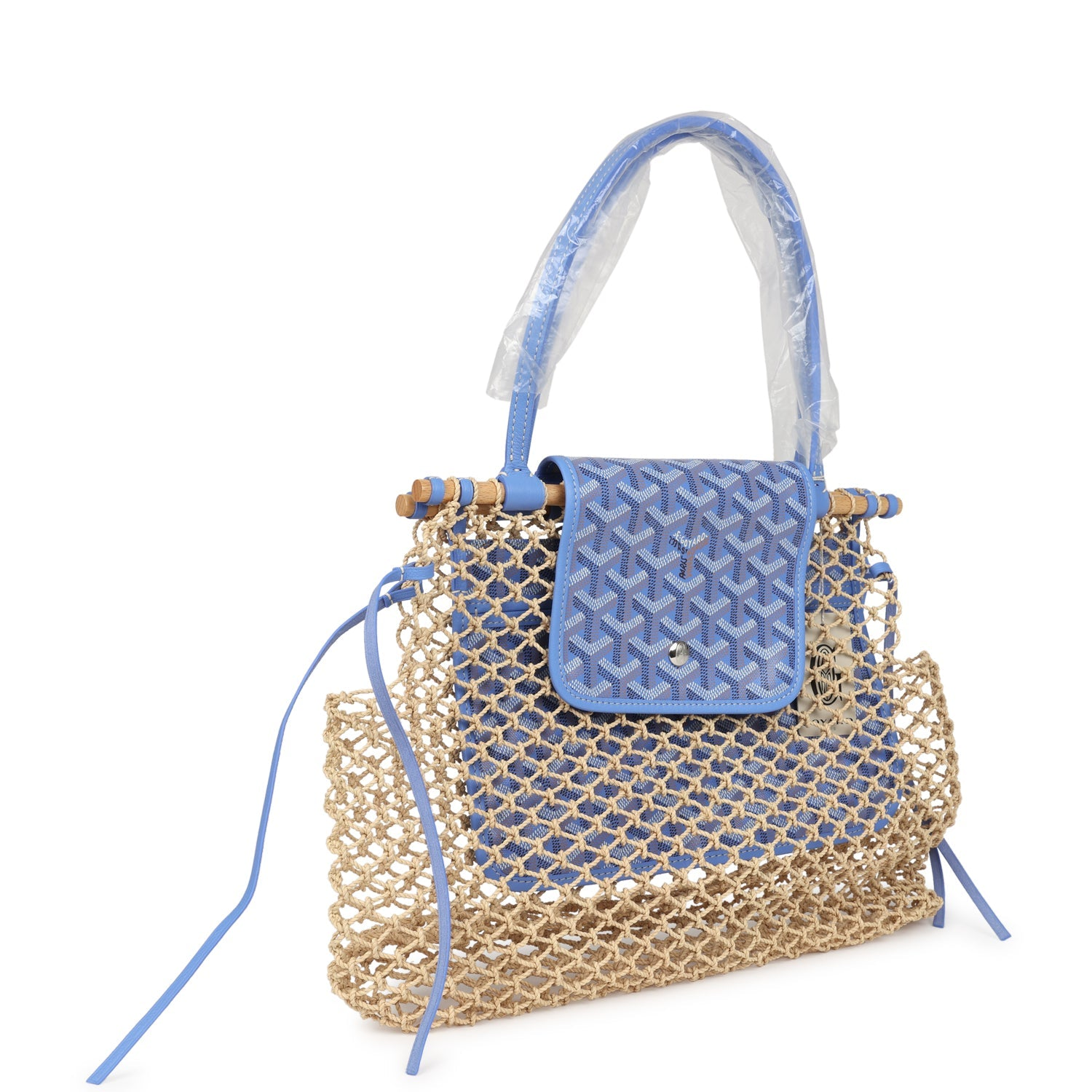GOYARD GOYARDINE CANVAS IRIS ALIGRE BAG RAFFIA NET PALLADIUM HARDWARE