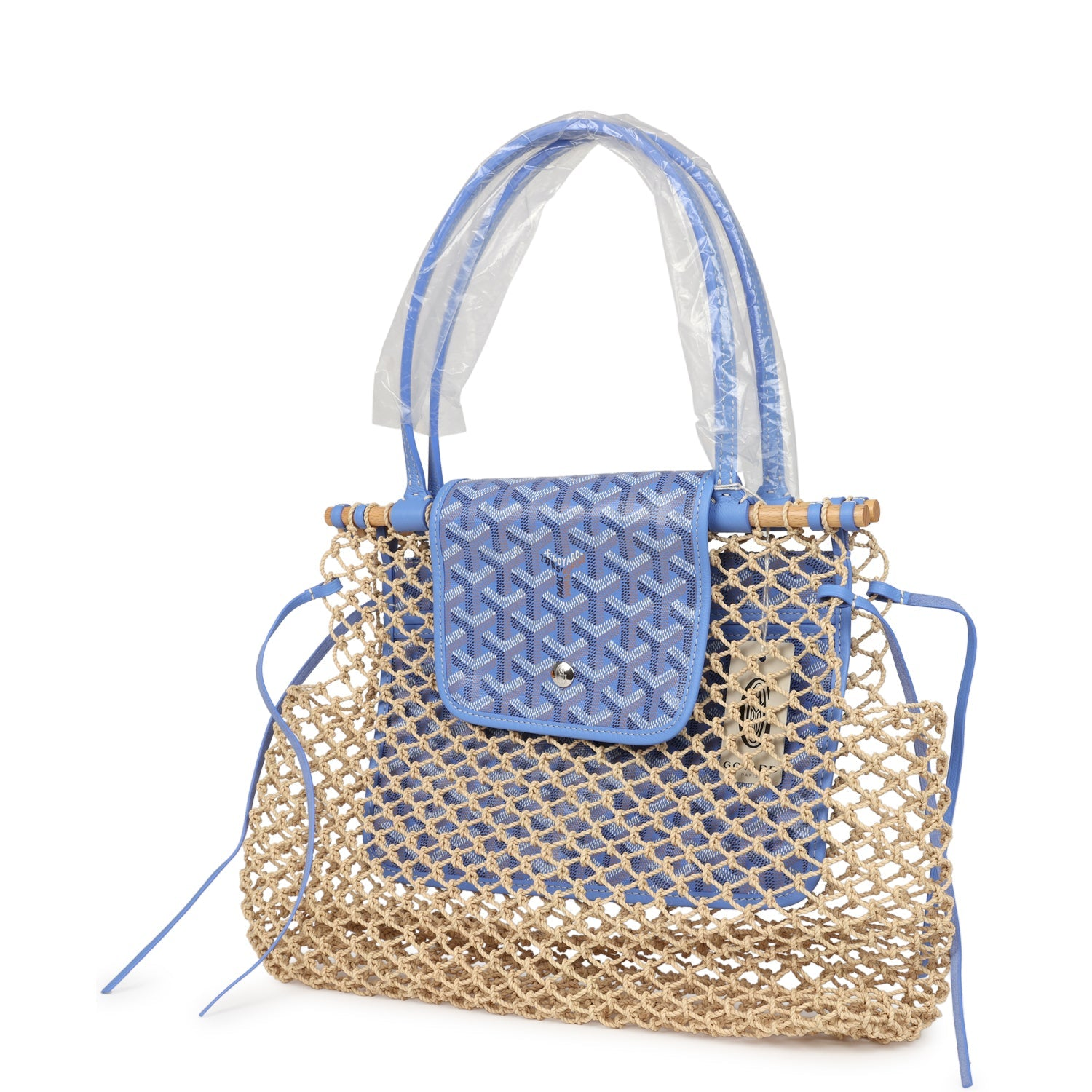 GOYARD GOYARDINE CANVAS IRIS ALIGRE BAG RAFFIA NET PALLADIUM HARDWARE