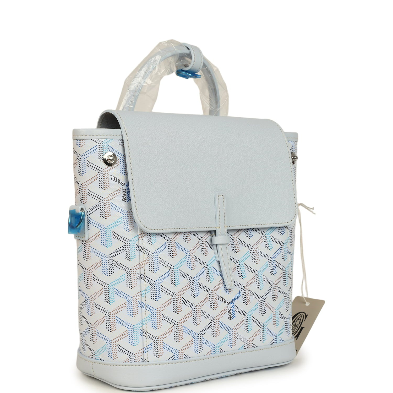 GOYARD GOYARDINE CANVAS POLAR BLUE MINI ALPIN BACKPACK PALLADIUM HARDWARE