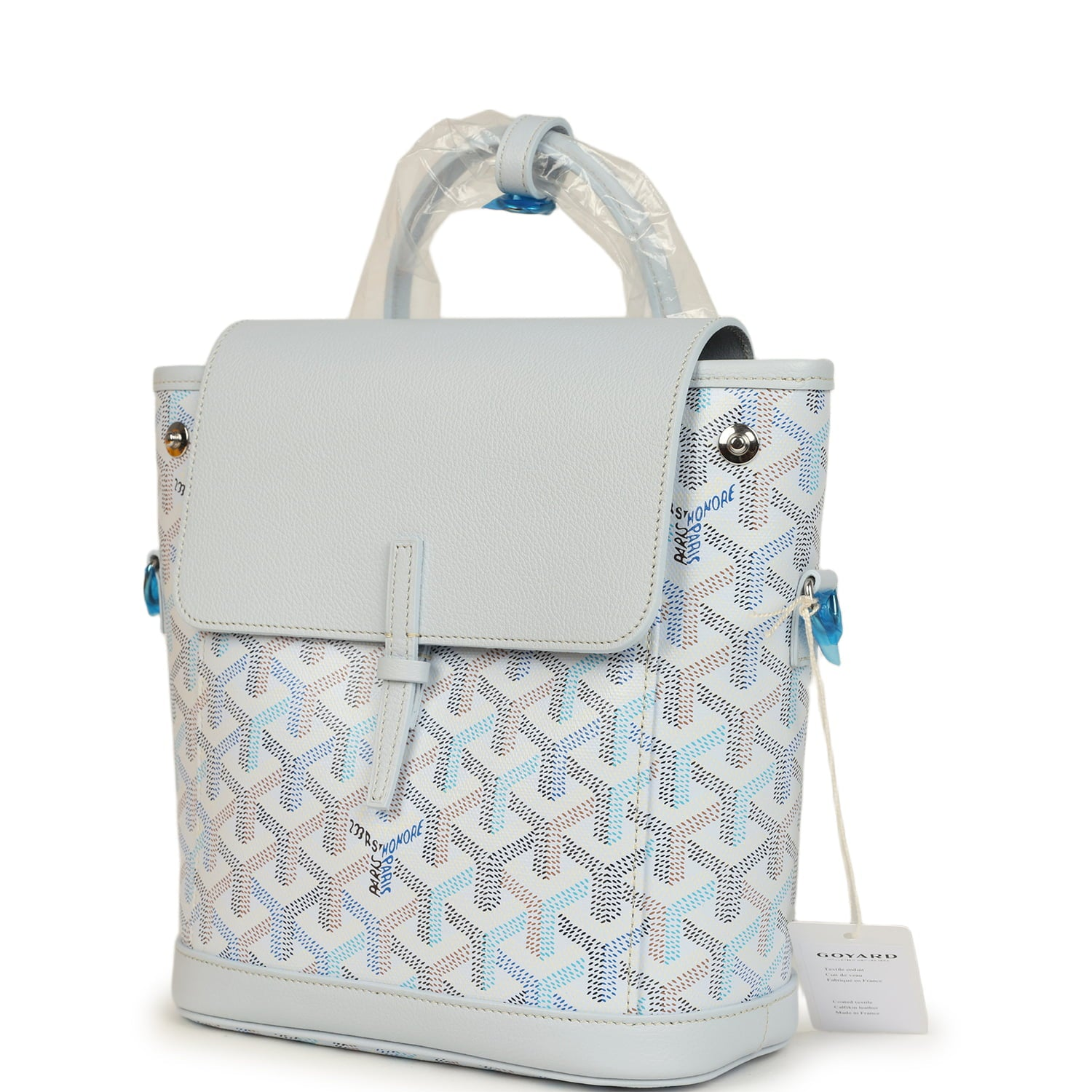 GOYARD GOYARDINE CANVAS POLAR BLUE MINI ALPIN BACKPACK PALLADIUM HARDWARE