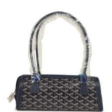 GOYARD GOYARDINE CANVAS BONBONNIèRE BAG NAVY BLUE CHEVROCHES CALFSKIN PALLADIUM HARDWARE
