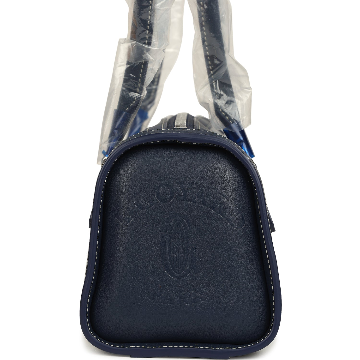 GOYARD GOYARDINE CANVAS BONBONNIèRE BAG NAVY BLUE CHEVROCHES CALFSKIN PALLADIUM HARDWARE