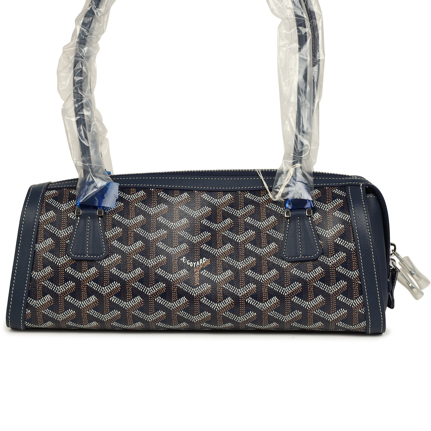 GOYARD GOYARDINE CANVAS BONBONNIèRE BAG NAVY BLUE CHEVROCHES CALFSKIN PALLADIUM HARDWARE