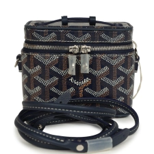 GOYARD GOYARDINE CANVAS NAVY BLUE NANO MUSE VANITY BAG PALLADIUM HARDWARE