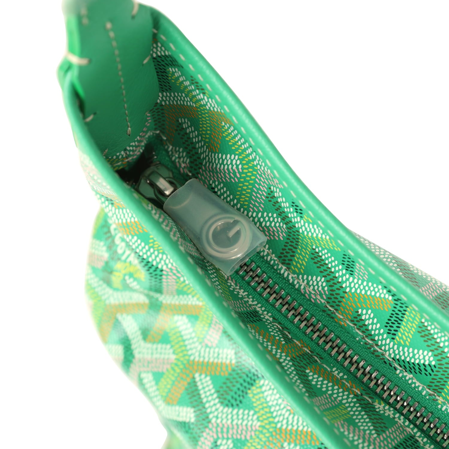 GOYARD GOYARDINE MEADOW GREEN BOHEME PM HOBO BAG PALLADIUM HARDWARE