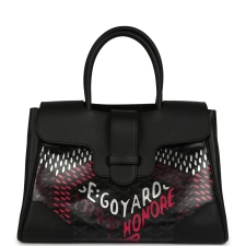 GOYARD SAIGON TOTE "CHARISMATIC CHEVRON" JET BLACK MULTICOLORED GOYARDINE CANVAS PALLADIUM HARDWARE